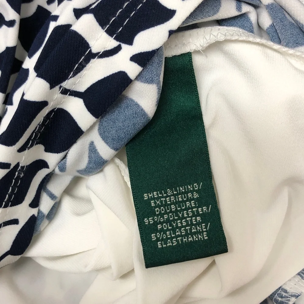 Lauren Ralph Lauren Navy and White Geometric Midi Dress